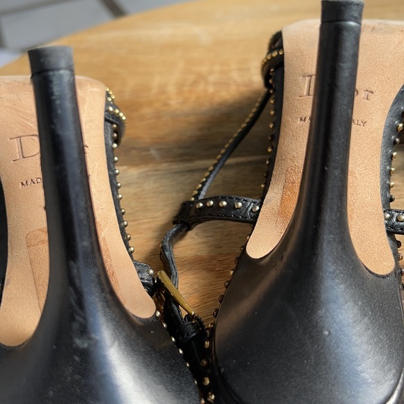 Authentic Dior black leather with gold studs heel sandals - Picture 10 of 14